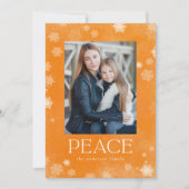 フロステッドピースオレンジウォーターカラーホリデーフォトカード シーズンカード (正面)