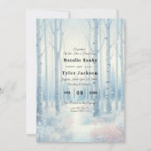 フロステッドブルー樺の木結婚フォレスト 招待状 (正面)
