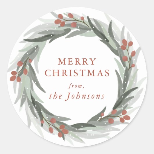フロステッドベリーのクリスマスステッカー ラウンドシール (正面)