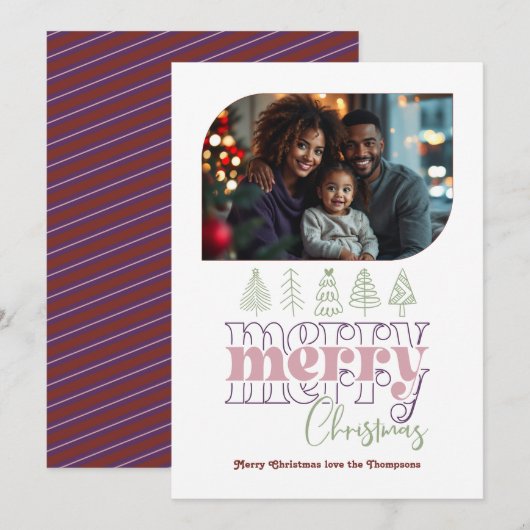 フロステッドベリー モダン レトロ ドゥードル クリスマス フォト (正面/裏面)