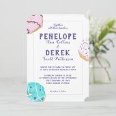 フロステッドモダンドナツイラストレーションスウィート結婚ズ 招待状 (スタンド正面)