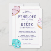 フロステッドモダンドナツイラストレーションスウィート結婚ズ 招待状 (正面)