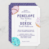 フロステッドモダンドナツイラストレーションスウィート結婚ズ 招待状 (正面/裏面)