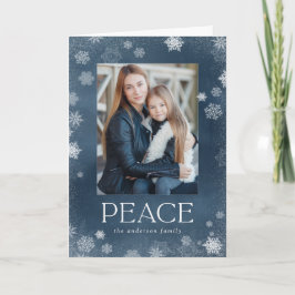 フロステッド平和海軍の水の色のホリデーフォトカード シーズンカード