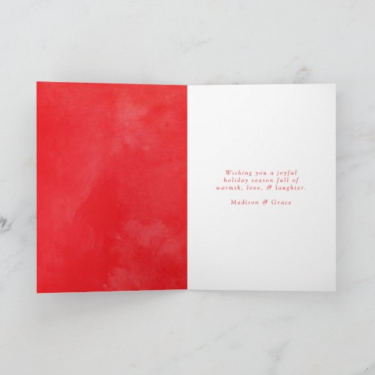 フロステッド平和赤い水の色のホリデーフォトカード シーズンカード (内部)