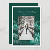 フロステッド松の山のホリデーカード シーズンカード (正面/裏面)