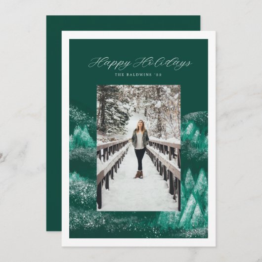 フロステッド松の山のホリデーカード シーズンカード (正面/裏面)