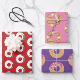 フロステッド滴下ドーナツハートパターン ラッピングペーパーシート