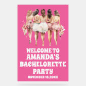 フロステッド熱ピンクのアクリルバチェロレッテウェルカムサイン アクリルサイン (正面)