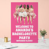 フロステッド熱ピンクのアクリルバチェロレッテウェルカムサイン アクリルサイン (ウェディング)