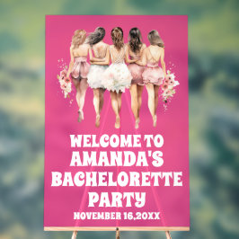 フロステッド熱ピンクのアクリルバチェロレッテウェルカムサイン アクリルサイン