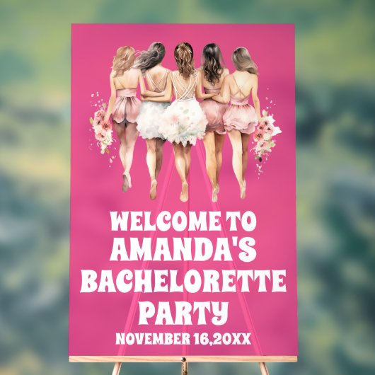 フロステッド熱ピンクのアクリルバチェロレッテウェルカムサイン アクリルサイン (ニュートラル)