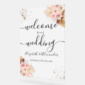 フロステッド結婚アクリルの歓迎サイン | Boho アクリルサイン (傾斜)