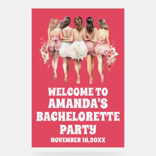 フロステッド赤アクリルバチェロレッテウェルカムサイン アクリルサイン (正面)