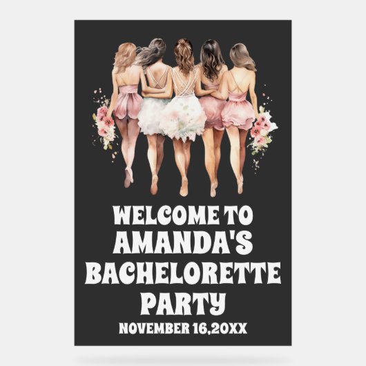 フロステッド黒アクリルバチェロレッテウェルカムサイン アクリルサイン (正面)