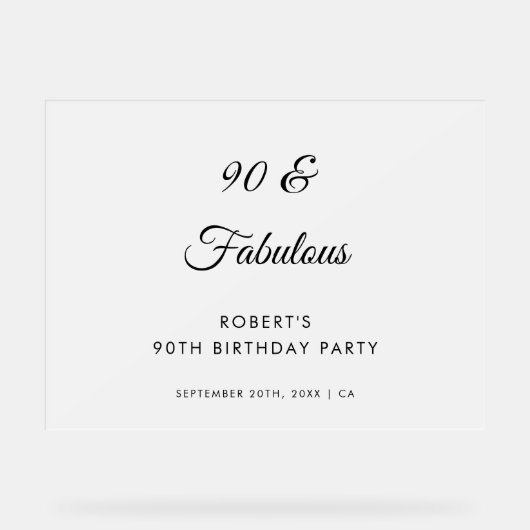 フロステッド90と素晴らしい誕生日パーティーへようこそ アクリルサイン (正面)