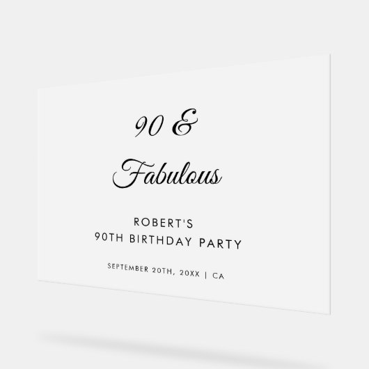 フロステッド90と素晴らしい誕生日パーティーへようこそ アクリルサイン (傾斜)