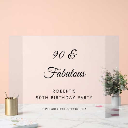 フロステッド90と素晴らしい誕生日パーティーへようこそ アクリルサイン (ウェディング)