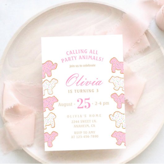 フロステッド アニマル クッキー スプリンクル インスタント ダウンロード 招待状