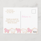 フロステッド スプリンクル アニマル クッキー パーティ ゲスト フェイバー ポストカード (裏面)