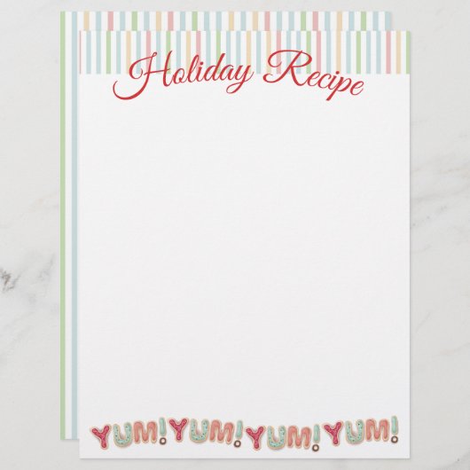 フロストしたクッキーのクリスマスレシピ便箋 (正面/裏面)