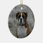 フロストに坐っているボクサー犬 セラミックオーナメント (右)