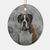 フロストに坐っているボクサー犬 セラミックオーナメント (左)