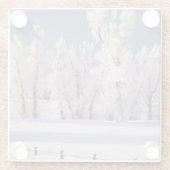 フロストは木および塀、コロラド州を覆いました ガラスコースター (裏面)