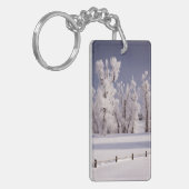 フロストは木および塀、コロラド州を覆いました キーホルダー (正面左)