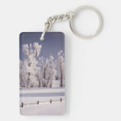 フロストは木および塀、コロラド州を覆いました キーホルダー (裏面)