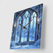 フロストウィンドウ風景 冬の雪の景色 ❄️ スクエア壁時計 (傾斜)
