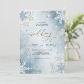 フロストエレガントブルーウィンターボタニッ結婚クス 招待状 (スタンド正面)