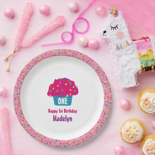 フロストカップケーズレインボースプレッルベーキングデザイン ペーパープレート (パーティー)