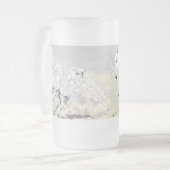 フロストガラス白い牡丹のモーション フロストグラスビールジョッキ (正面左)