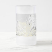 フロストガラス白い牡丹のモーション フロストグラスビールジョッキ (中央)