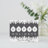 フロストクリスマスボール企業のロゴホリデー シーズンポストカード (スタンド正面)