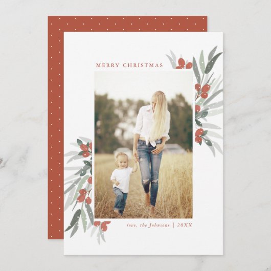 フロストドベリーズのクリスマス写真カード 招待状 (正面/裏面)