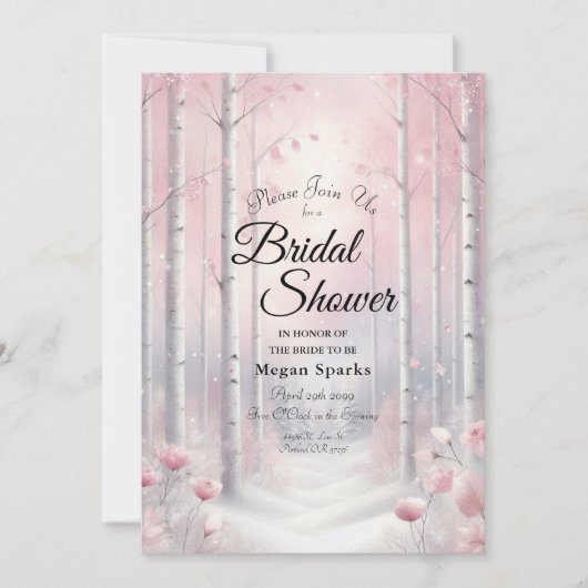 フロストドペタルズ　ウィンターワールドウッドランドブライダルシャワー 招待状 (正面)