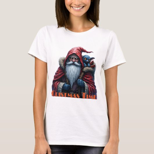 フロストバイトサンタと悪戯好きのエルフ Tシャツ (正面)