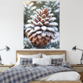 フロストピネコーンウィンターワンダーランド自然 キャンバスプリント (インサイチュ (寝室))