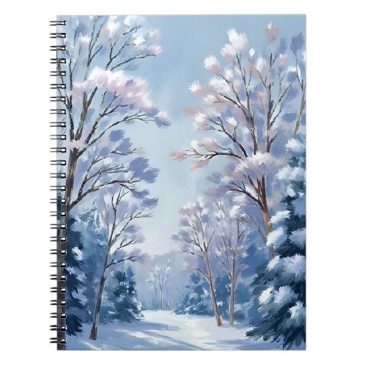 フロストライトの森 | 冬の雪の水彩画の自然 ノートブック (正面)
