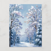 フロストライトの森 | 冬の雪の水彩画の自然 ポストカード (正面)