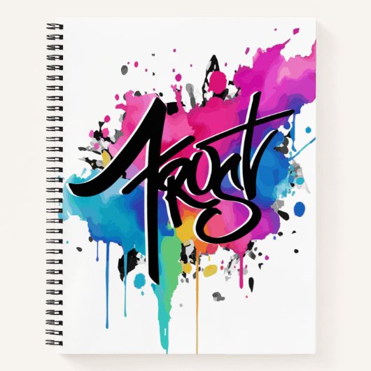 フロスト絵を描（ばちゃばちゃ）跳ねる ノートブック (正面)