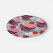 フロスト チェリー カップケーキ | 誕生日パーティー ペーパープレート (アングル)