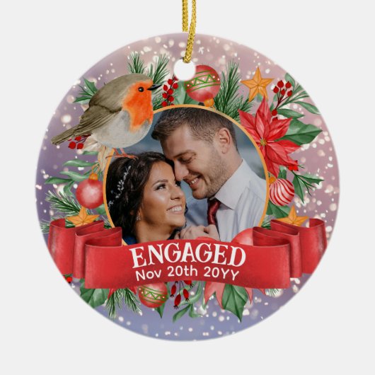 フロス写真ヴィンテージツリーパーソナライズされた飾り セラミックオーナメント (正面)