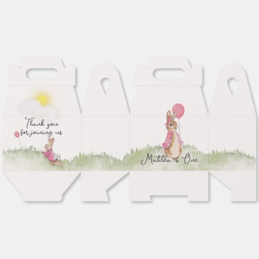 フロス魅力的プバニーをテーマにしたパーティー箱。 フェイバーボックス (見開き)