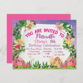 フロタリティフィックピンクマジカルフェアリーランド誕生日 招待状 (正面/裏面)