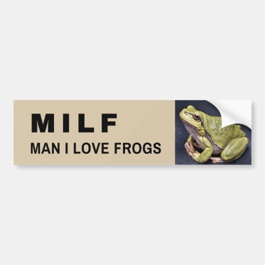 フロッおもしろいグステッカー – MILF Man I Love Frogs バンパーステッカー (正面)