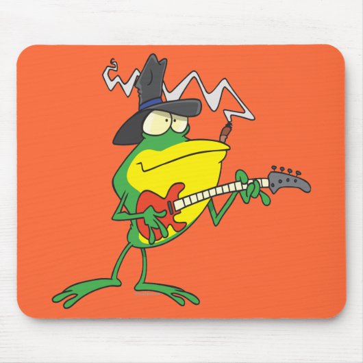 フロッおもしろいグ遊・ベース・ギターのフロギー漫画 マウスパッド (正面)