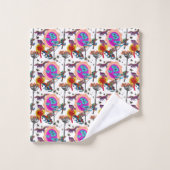 フロッカラフル飛んでいるグ バスタオルセット (ウォッシュタオル)